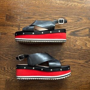 Zara size 37 platform color block sandals